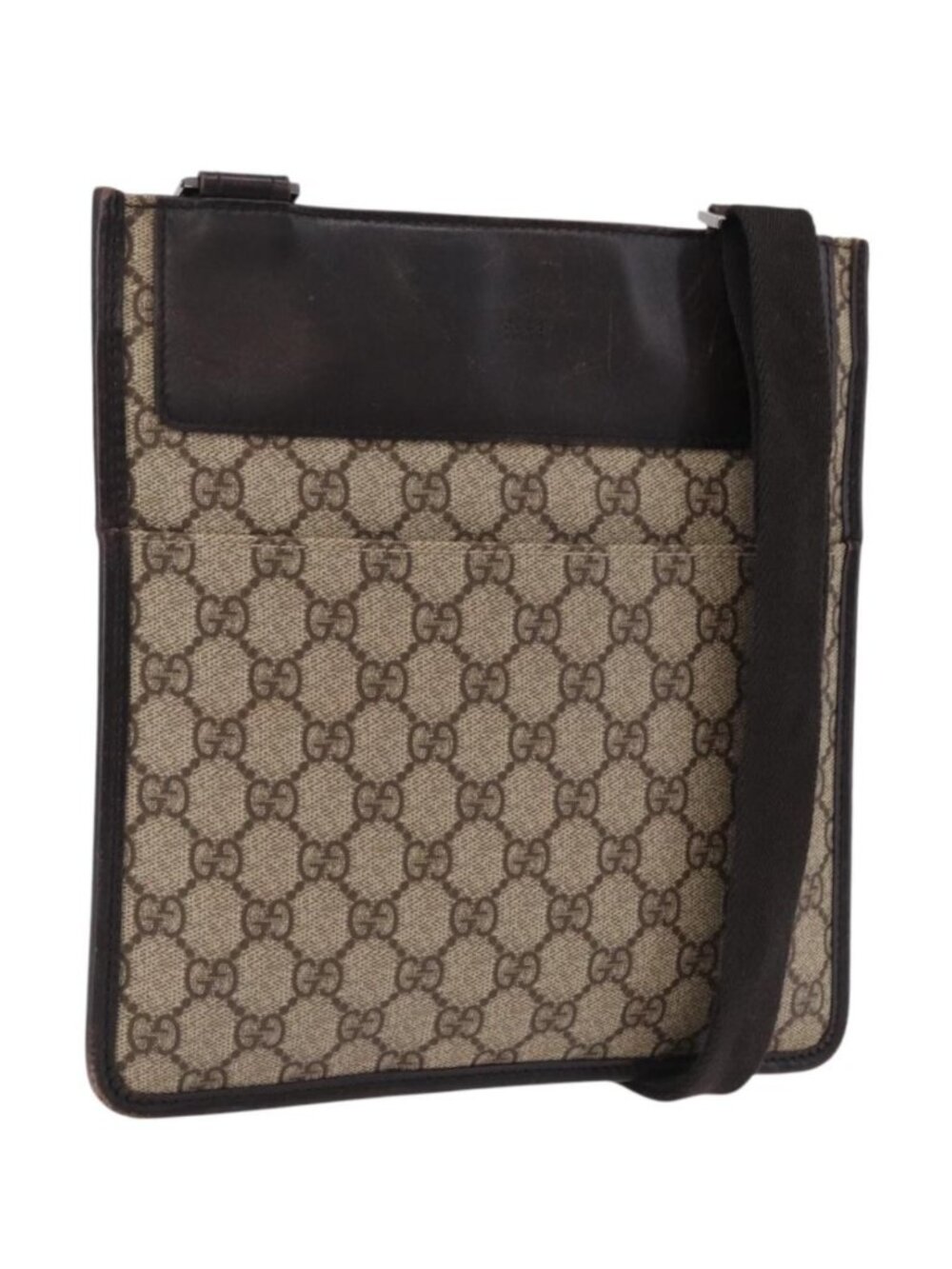 GUCCI GG Supreme Shoulder Bag PVC Beige Silver 27639